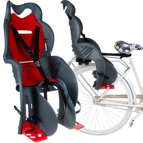 Dječja sjedalica za bicikl / biciklistička sjedalica, 22kg | sivo-crvena