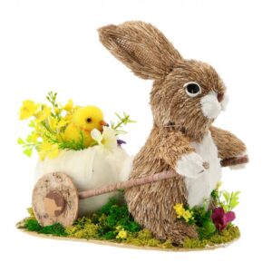Veľkonočná dekorácia - zajačik je vyrobená z kvalitných materiálov. Ideálne poslúži ako veľkonočná dekorácia alebo súčasť jarnej výzdoby.