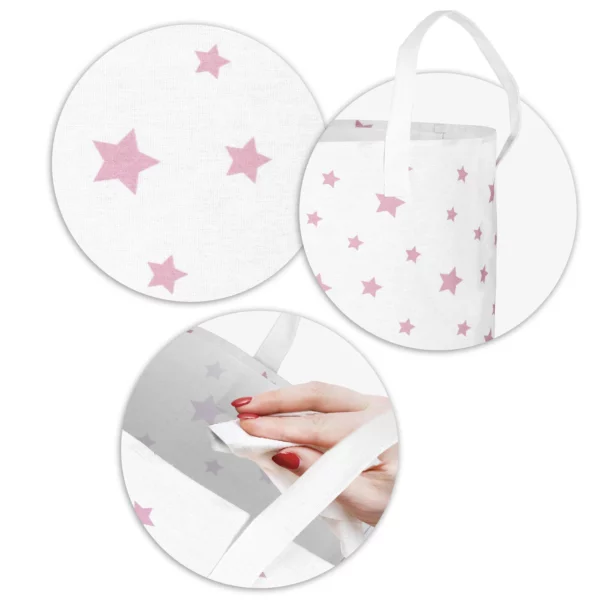 Dječja košara za odlaganje, bijelo-roza, zvjezdice, 35 x 60 cm | Nukido