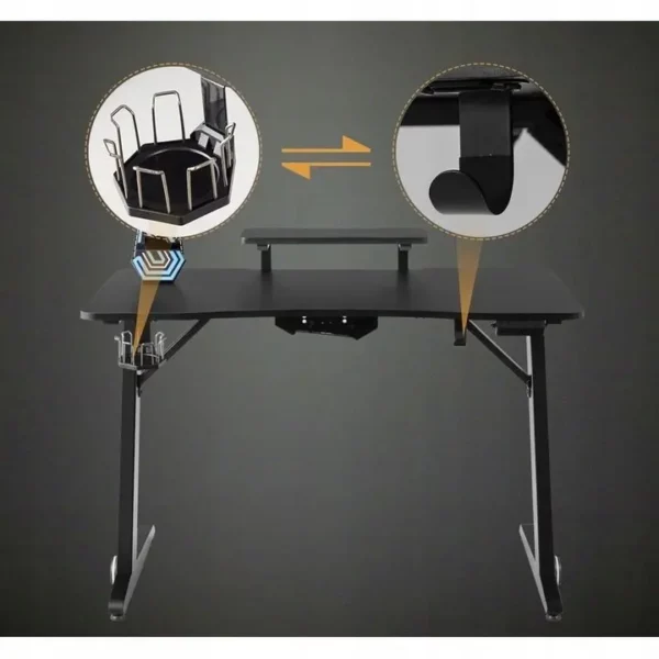Igraći stol, LED, crni | 120 x 60 x 76 cm