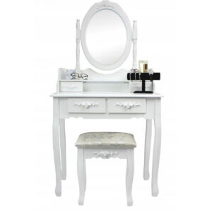 Toaletni stolić, 75x140x40 cm, s tabureom, bijeli | PHO3992