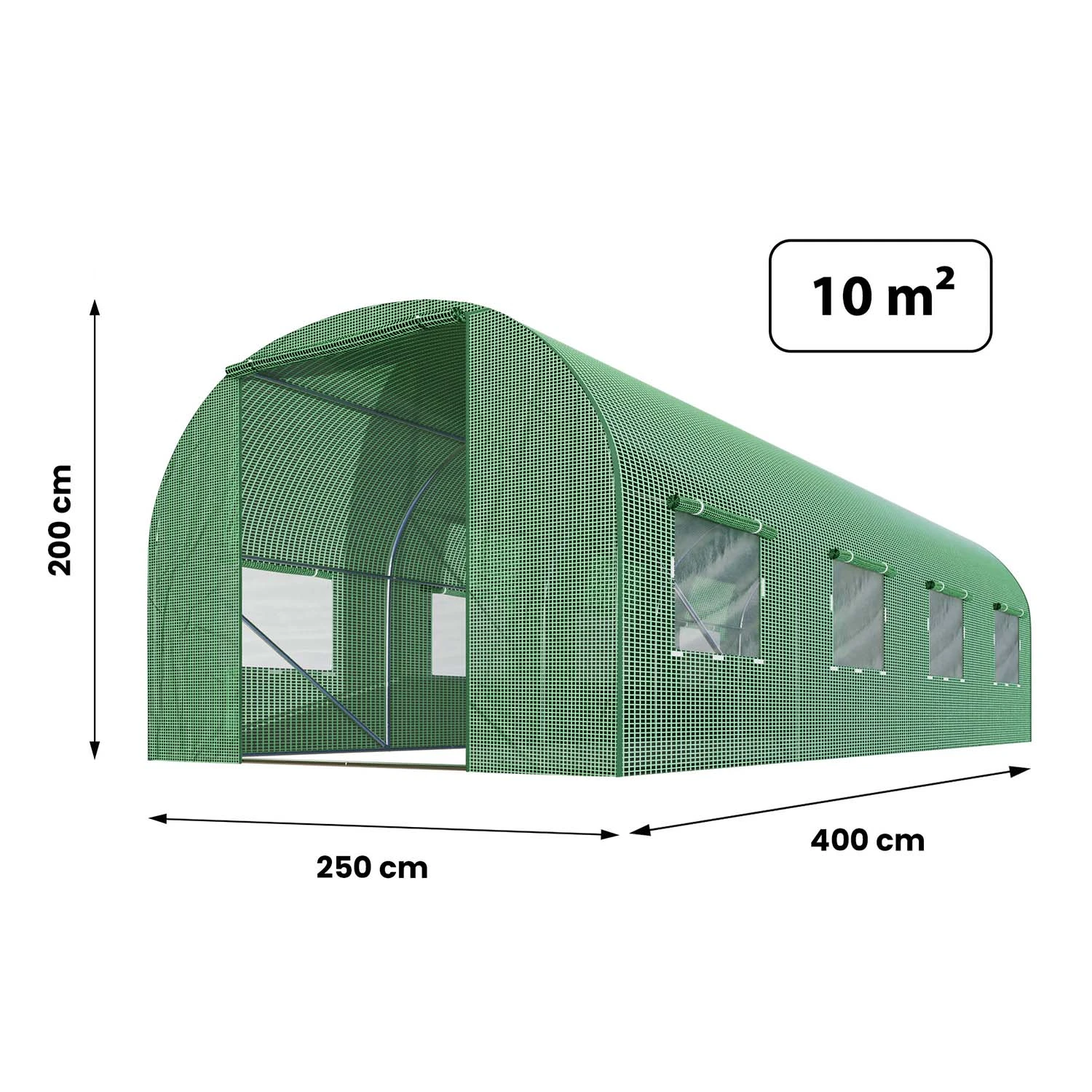 Vrtni plastenik, 2,5x4xH2m, 10m2, zelena, Plonos | BCJ4916