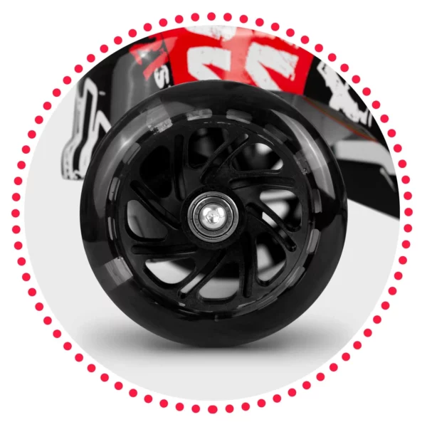 Romobil s 3 kotača, crni s bijelim i crvenim uzorcima, Ricokids Piko | BCJ765010