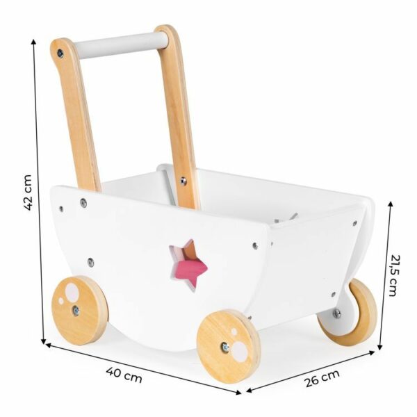 Dječja drvena kolica, hodalicu za djecu, 2 u 1, Ecotoys | roza