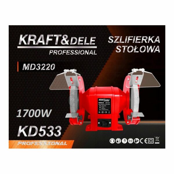 Stolna dvostruka brusilica, 1500W, crvena, KRAFT&DELE | KD533-Z