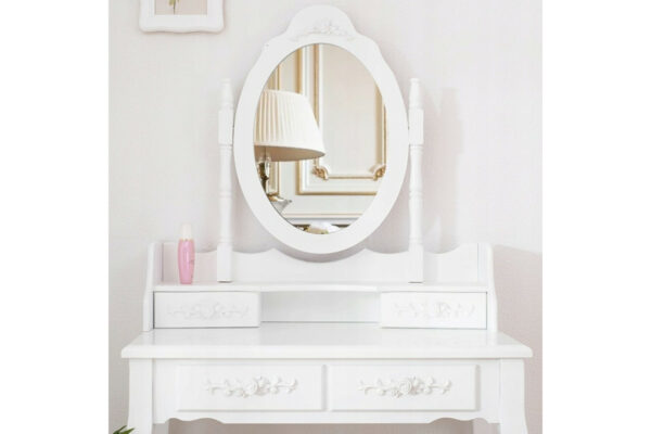 Toaletni stolić, 75x140x40 cm, s tabureom, bijeli | PHO3992