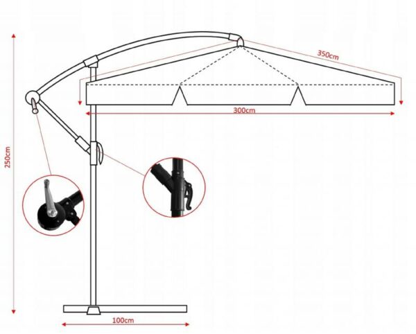 Vrtne suncobran, 3 m, sivi, Garden Line | GAO5316