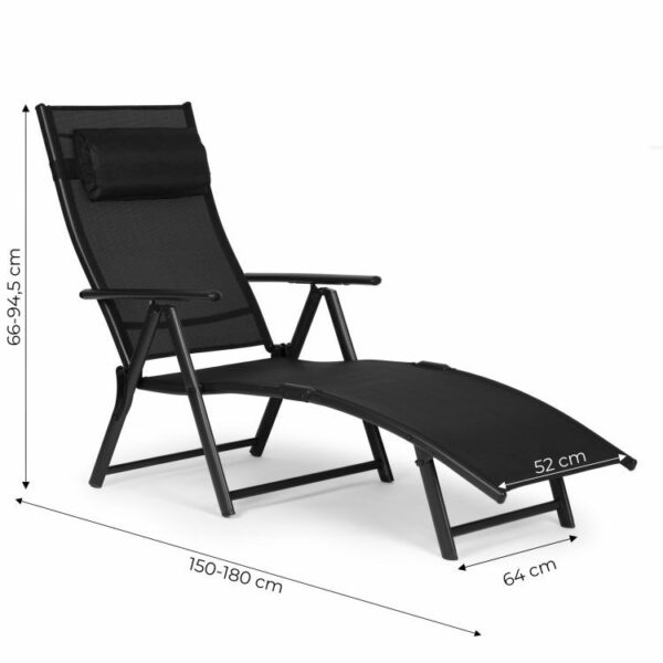 Ležaljka za vrt/plažu, sklopiva | crna