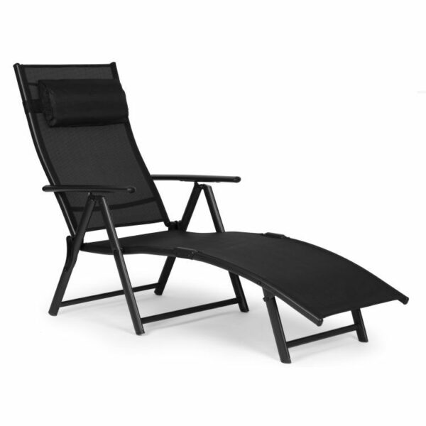 Ležaljka za vrt/plažu, sklopiva | crna