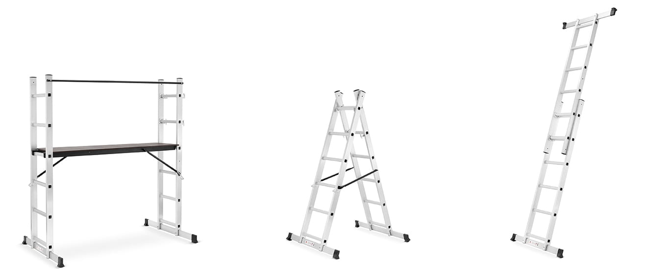 Ljestve ljestve s platformom 3u1, 2 x 6 | 150 kg