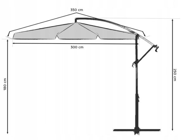 Sklopivi vrtni suncobran, 350 cm, sivi | Plonos