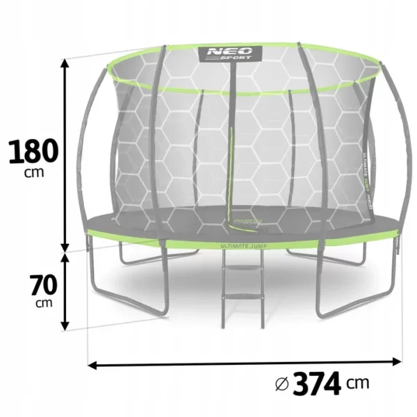 Vrtni trampolin, profilirani, 374 cm | Neo-Sport