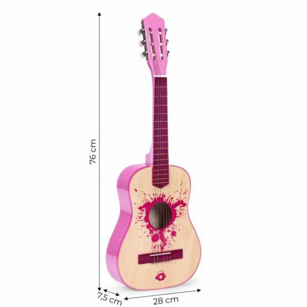 Dječja drvena gitara, roza | ECOTOYS - Image 2