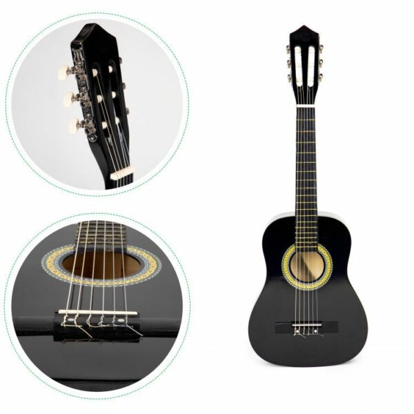 Dječja drvena gitara, 6 žica, crna | ECOTOYS - Image 4