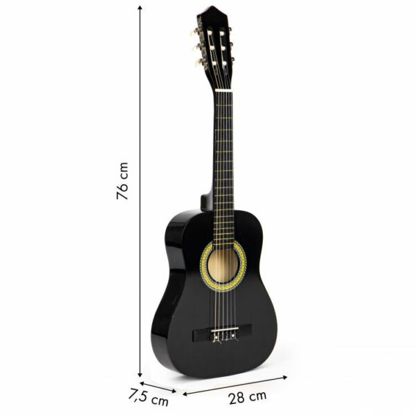 Dječja drvena gitara, 6 žica, crna | ECOTOYS - Image 7