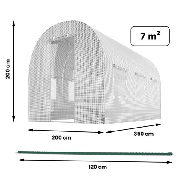 Vrtni plastenik 2x3,5m, bijela | 7m2 - Image 3