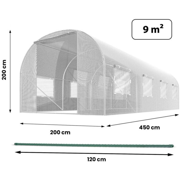 Vrtni plastenik 2x4,5 m, bijela | 9m2 - Image 3