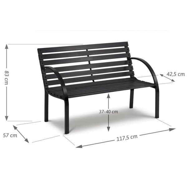 Vrtna klupa Luca, 117,5x83x57cm, crna | Sofotel - Image 3