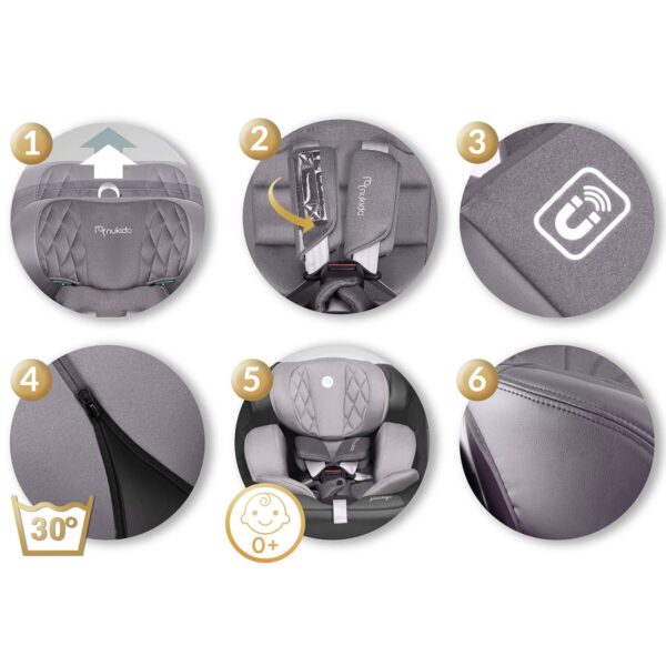 Autosjedalica ISOFIX, 0-36kg, siva | Nukido Prestige - Image 11