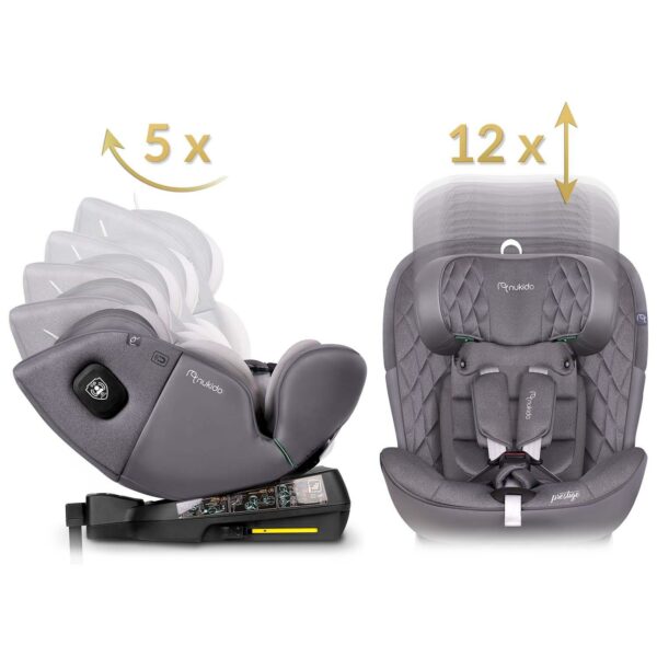 Autosjedalica ISOFIX, 0-36kg, siva | Nukido Prestige - Image 3