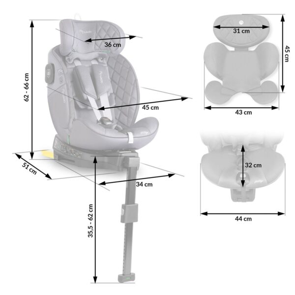 Autosjedalica ISOFIX, 0-36kg, siva | Nukido Prestige - Image 4
