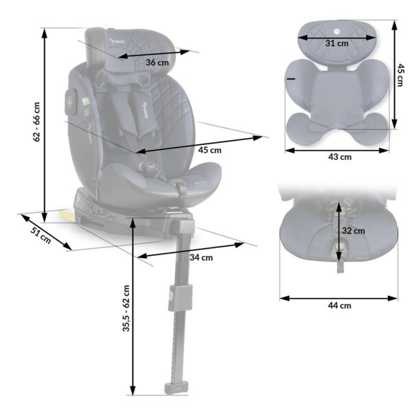 Autosjedalica ISOFIX, 0-36kg, tamnoplava | Nukido Prestige - Image 4