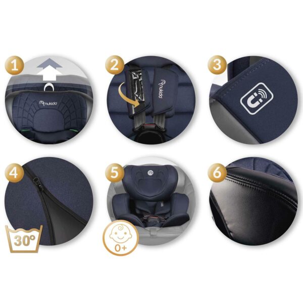 Autosjedalica ISOFIX, 0-36kg, tamnoplava | Nukido Prestige - Image 6