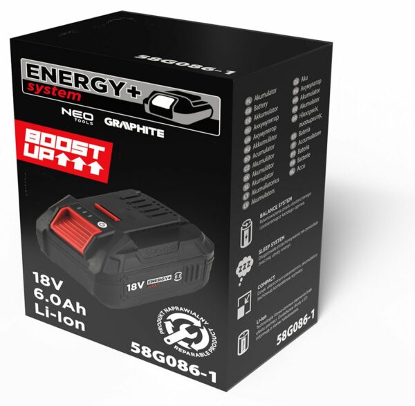 Baterija Energy+, BOOST UP, 18 V, Li-ion, 6,0 Ah | GRAPHITE - Image 6