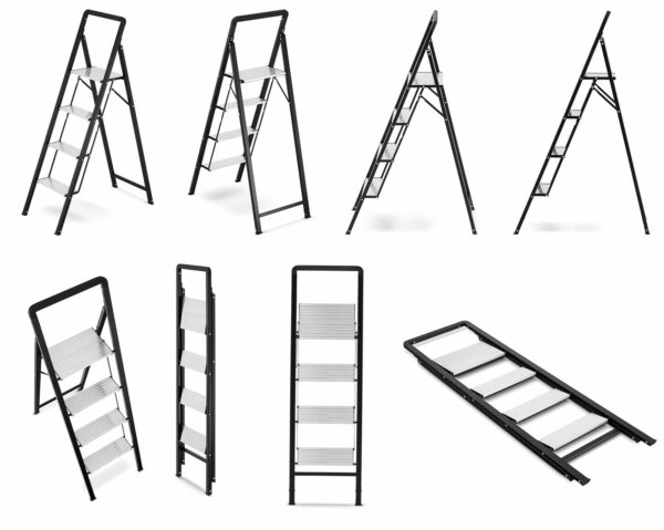 Sklopive ljestve s držačem, 4 stepenice | HIGHER - Image 11