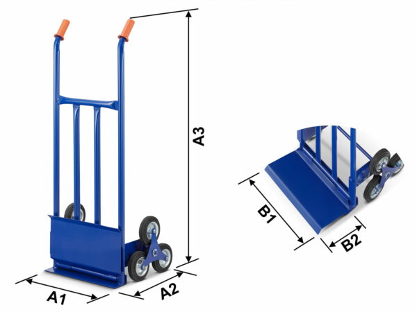 Transportna kolica, stepenice, 200 kg, plava | HIGHER - Image 12