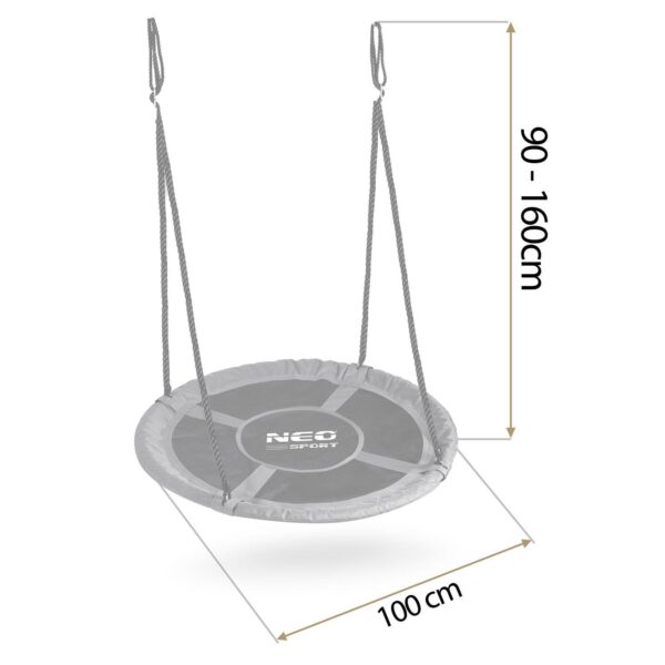 Vrtna ljuljačka rodino gnijezdo, 100 cm, siva | Neo-Sport - Image 4
