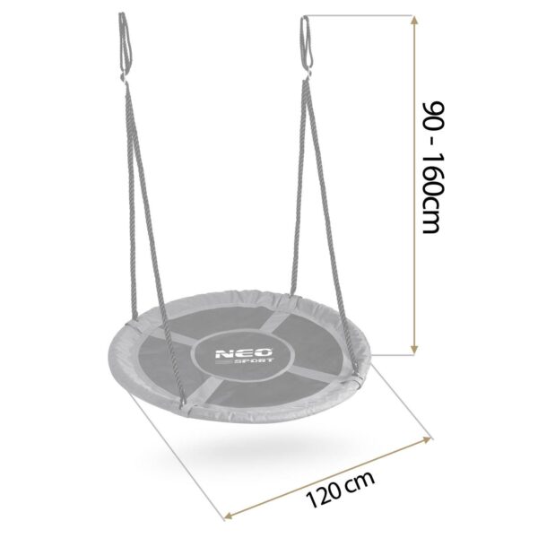 Vrtna ljuljačka rodino gnijezdo, 120 cm, siva | Neo-Sport - Image 2