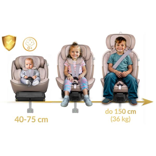 Autosjedalica Aero Line, ISOFIX, 0-36 kg, bež | Nukido - Image 13