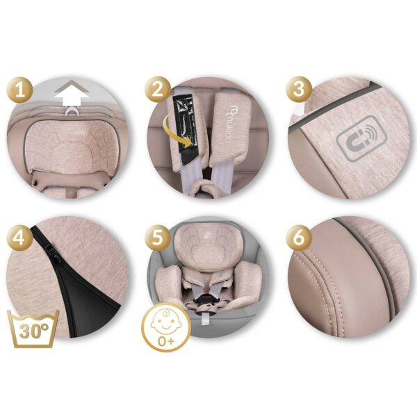 Autosjedalica Aero Line, ISOFIX, 0-36 kg, bež | Nukido - Image 9