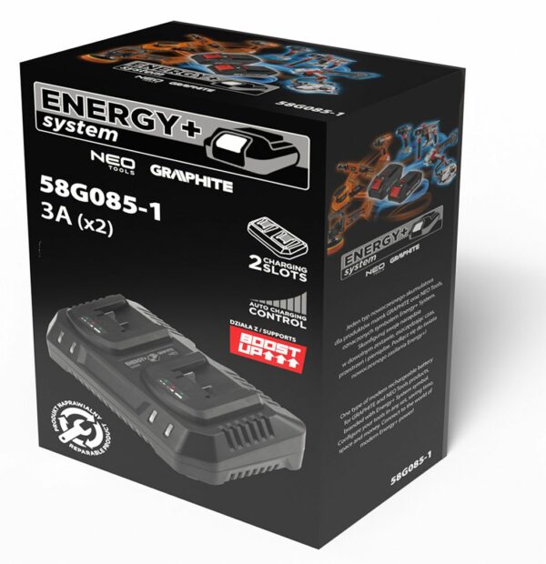 Dvostruki punjač baterija Energy+, 21V | GRAPHITE - Image 9