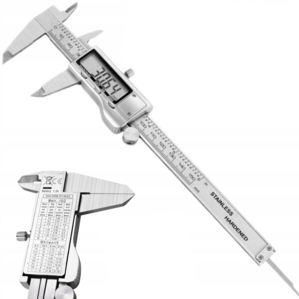 Elektroničko pomično mjerilo, 150 mm | KD10074 je alat za precizno mjerenje unutarnjih, vanjskih dimenzija i dubina, idealan za radionice i „uradi sam“ majstore.