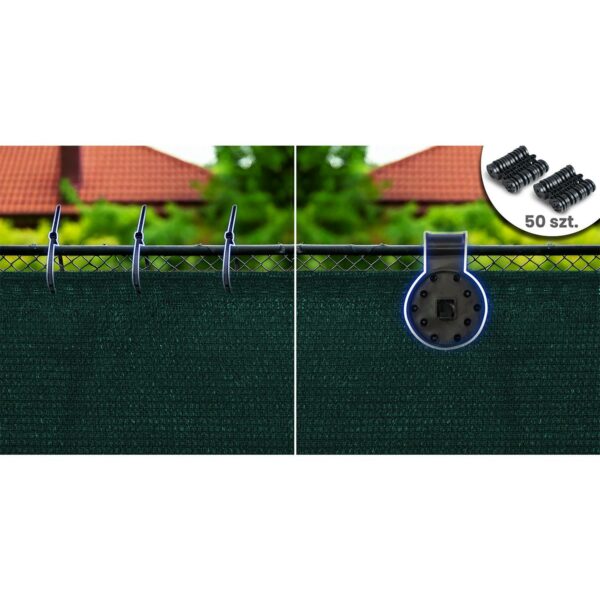 Mreža za sjenu + 50 kopči, 140 g/m2, 1,2 x 50 m, zelena | Plonos - Image 6