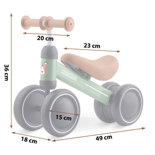 Dječji trokotačni balans bicikl, plišani medvjedić | Ricokids - Image 2