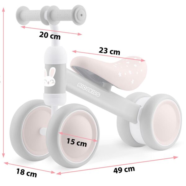 Dječji trokotačni balans bicikl, zeko | Ricokids - Image 2