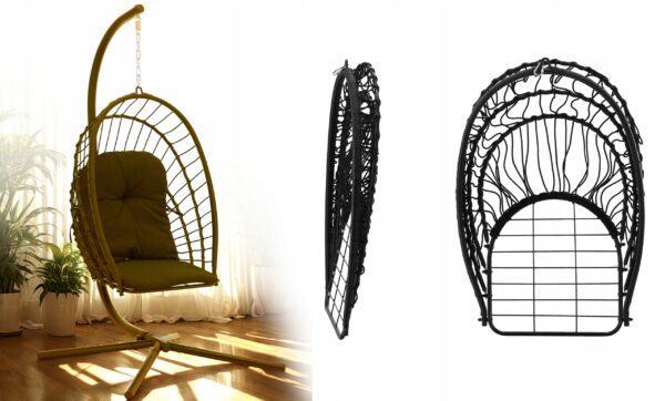 Viseća vrtna stolica Eris, crna + jastuk | Garden Line - Image 9
