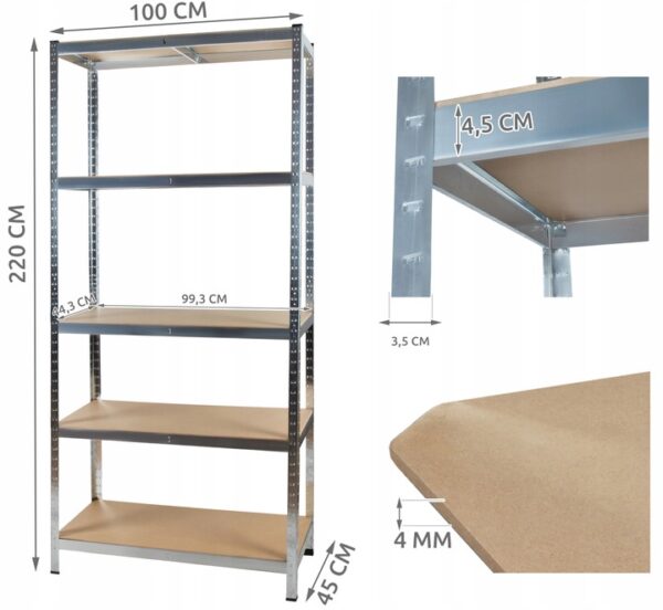 Metalni stalak za pohranu, 220x100x45cm, 875kg | Malatec - Image 2