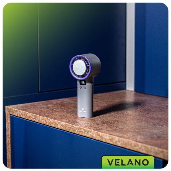 Ručni bežični ventilator, sivo-ljubičasti | Velano - Image 12