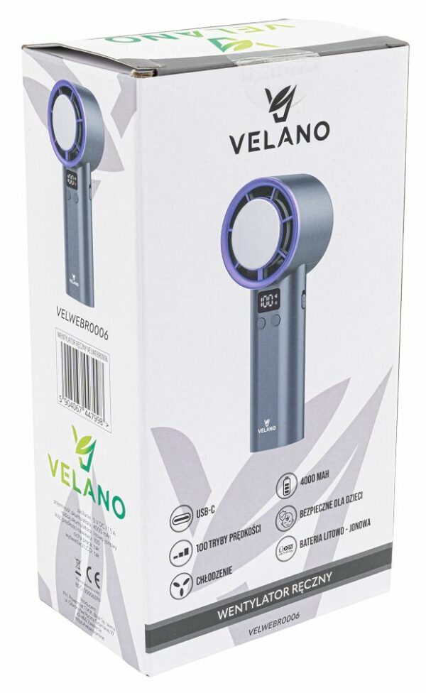 Ručni bežični ventilator, sivo-ljubičasti | Velano - Image 6