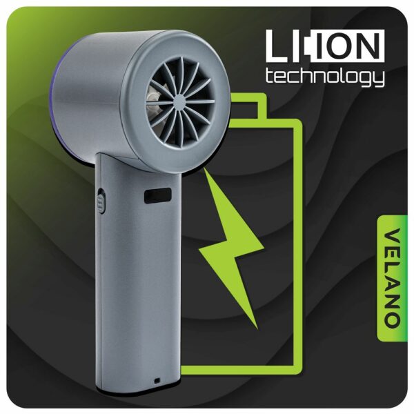 Ručni bežični ventilator, sivo-ljubičasti | Velano - Image 7