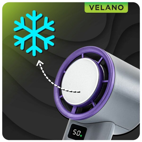 Ručni bežični ventilator, sivo-ljubičasti | Velano - Image 8