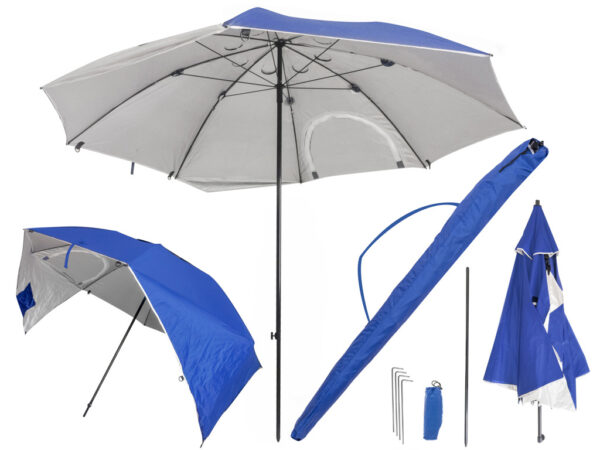 Suncobran za plažu 2-u-1, 208 cm | Plavi