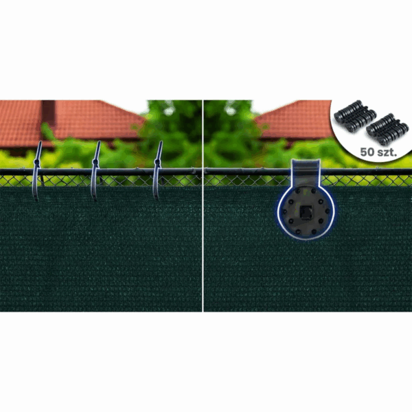 Mreža za sjenu + 50 kopči, 110g/m2, 1,5x25m, zelena | Plonos - Image 6