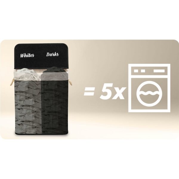 Košara za rublje od bambusa s poklopcem, 100L, crna | Massido - Image 5
