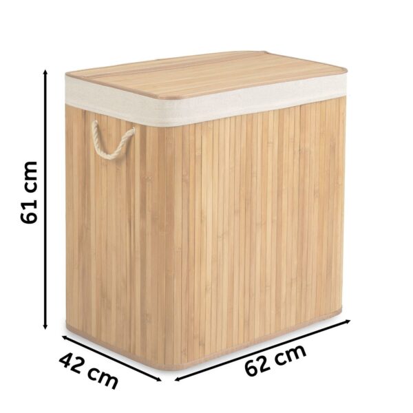 Košara za rublje od bambusa s poklopcem, 150L, prirodna | Massido - Image 2