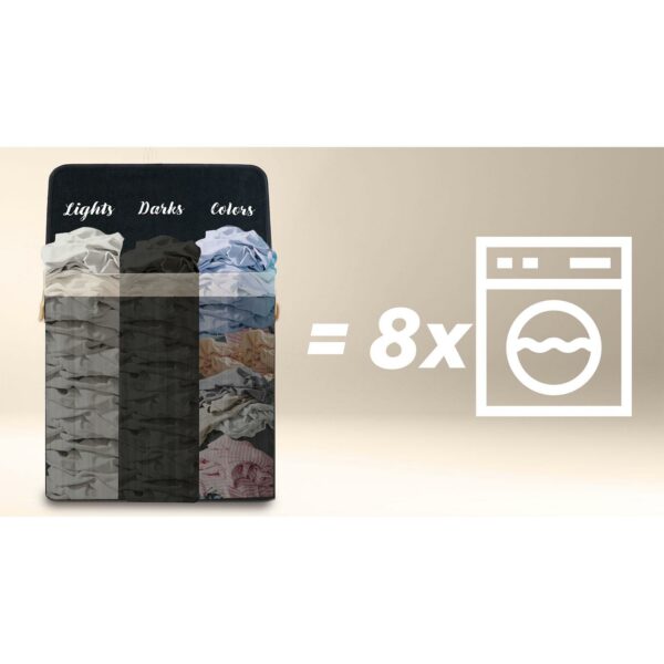 Košara za rublje od bambusa s poklopcem, 150L, crna | Massido - Image 6